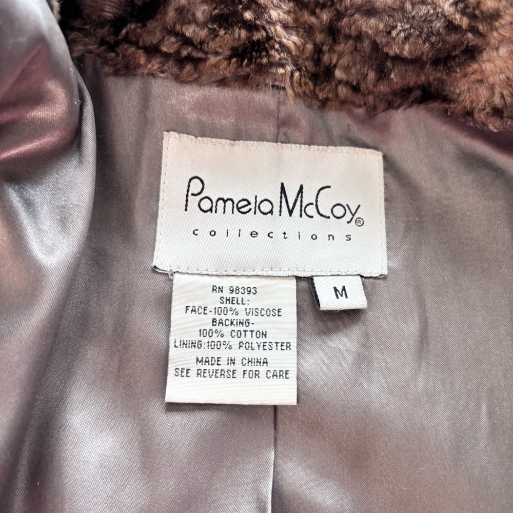Pamela McCoy Vintage Woman Faux Fur Coat, Brown Size M - Picture 13 of 16